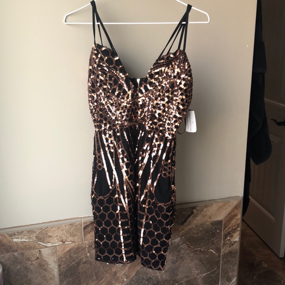 Gold and black sequin dress size small